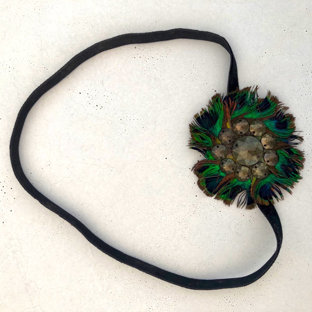 Peacock feather flower headband
